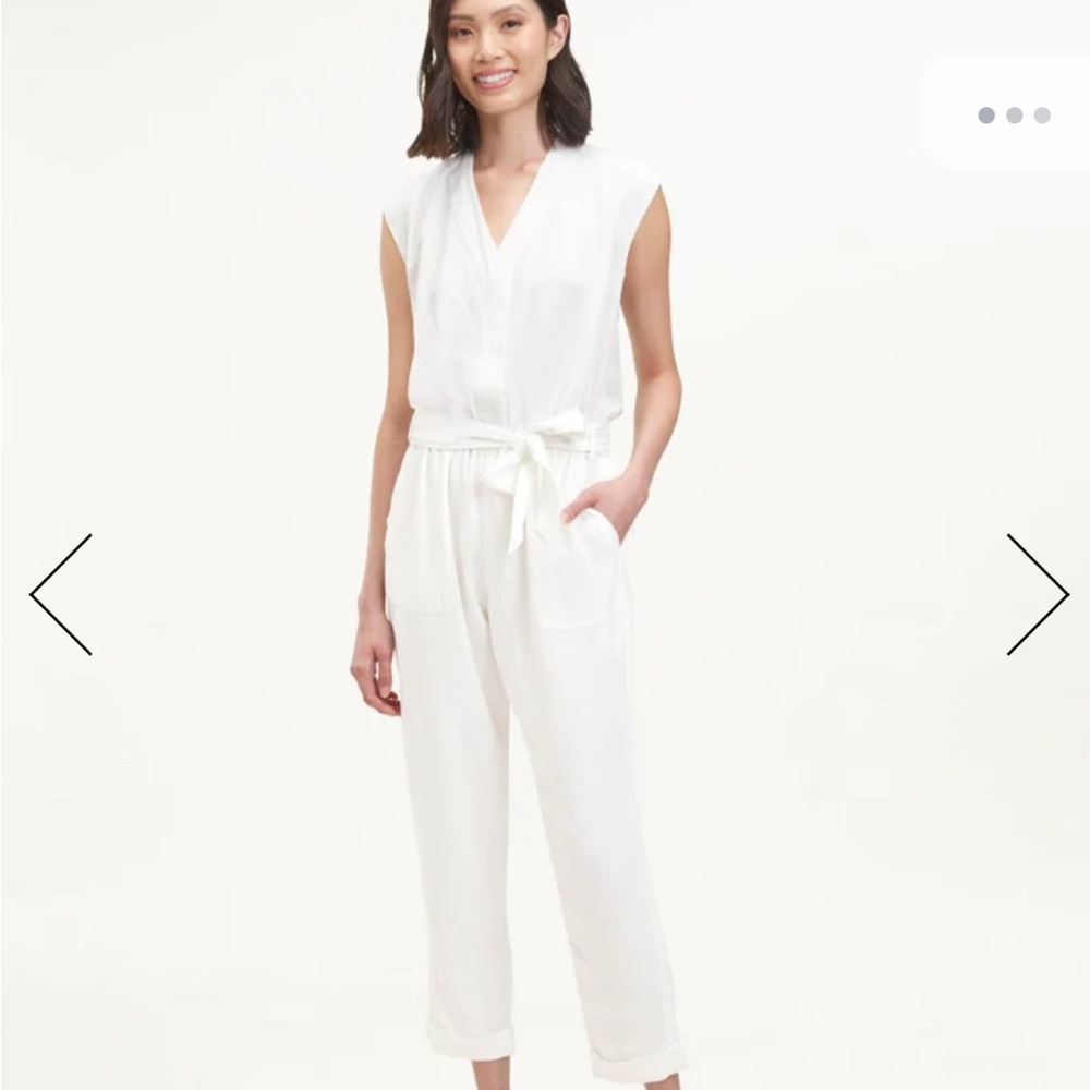 Splendid White Sleeveless V-Neck Tie-Waist Jumpsuit (NWT)